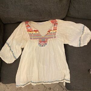 Christophe Sauvat peasant top with beading and embroidery details